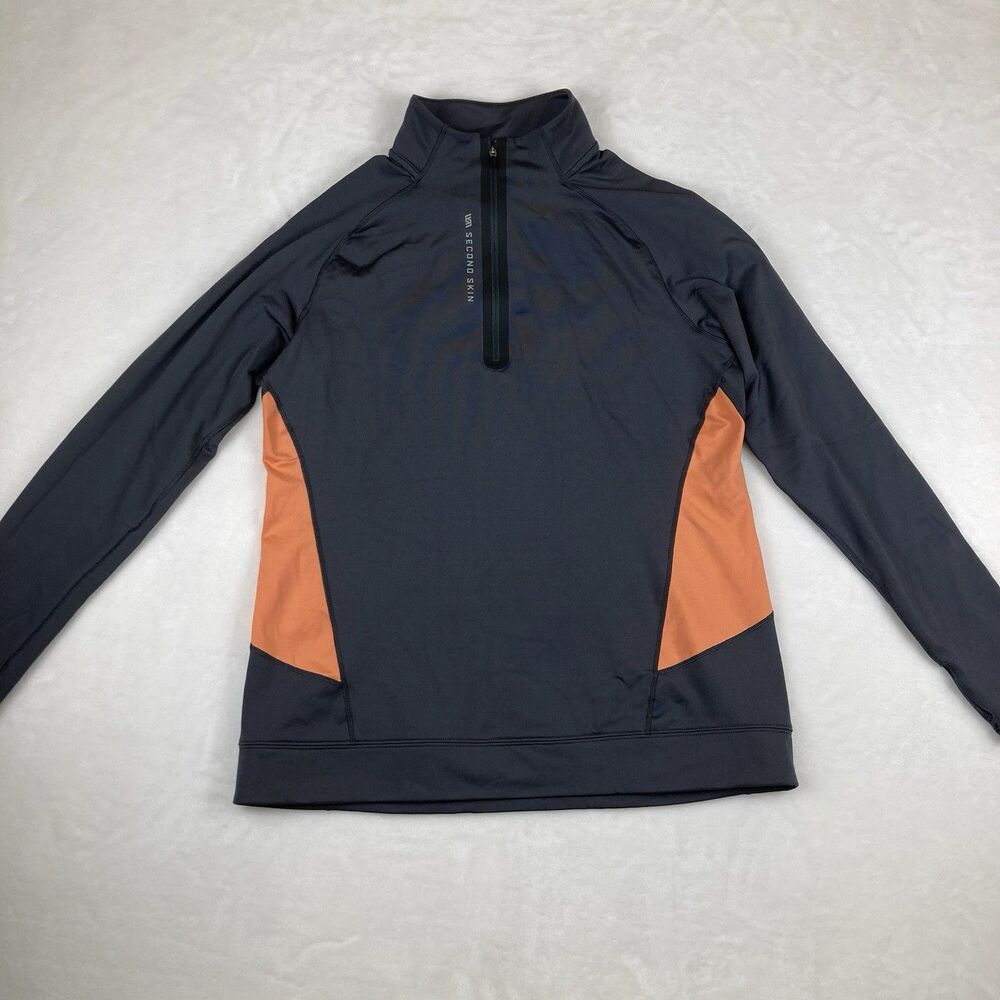 Second Skin Cold Weather Compression Shirt Women’s XL Gray 1/4 Zip Pullover Top